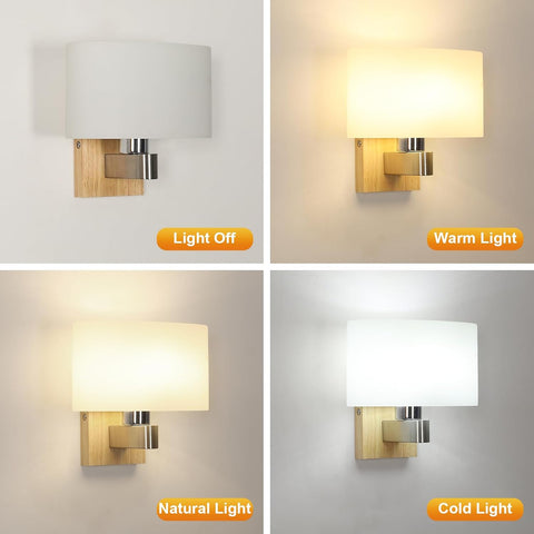 Wood Glass Wall Light E27