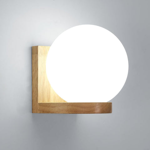 Wood & Glass Wall Light – Modern E27