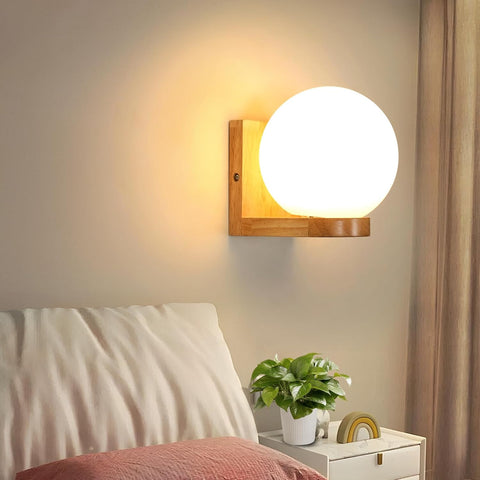 Wood & Glass Wall Light – Modern E27