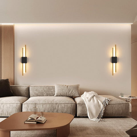 LED Wandlamp Binnen Zwart en Goud 40CM 10W 3000K Warm Wit