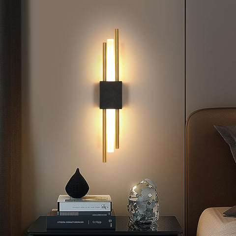LED Wandlamp Binnen Zwart en Goud 40CM 10W 3000K Warm Wit