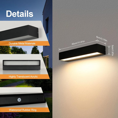 Aplique LED Exterior Moderno 16W Negro IP65 3000K