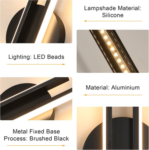 Moderne LED Wandlamp Zwart 24W