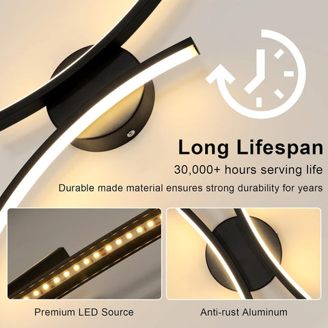 Moderne LED Wandlamp 20W 2250LM Zwart