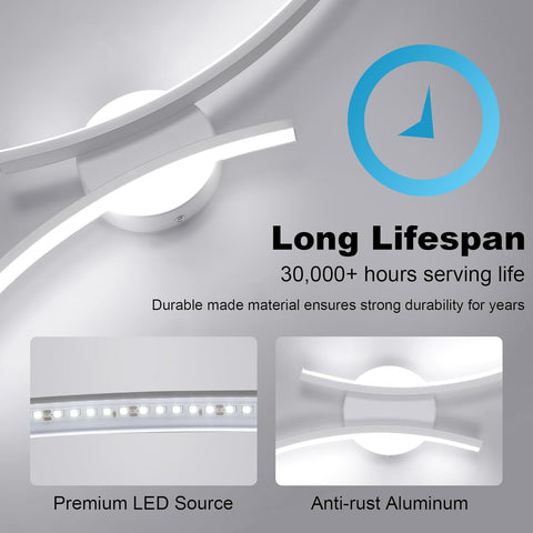 Moderne gebogen LED-wandlamp 20W | 6500K koelwit