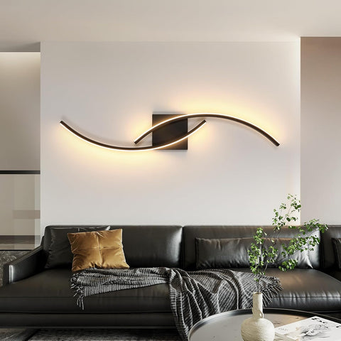 Black Wave-Shaped LED Wall Light 27W