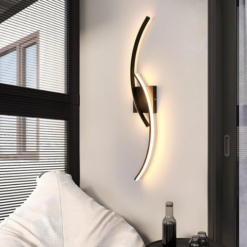 Black Wave-Shaped LED Wall Light 27W