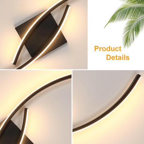 Black Wave-Shaped LED Wall Light 27W
