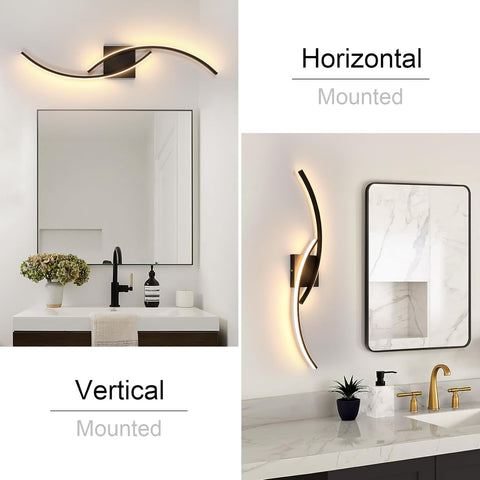 Black Wave-Shaped LED Wall Light 27W