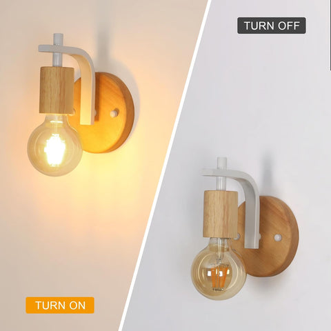 Appliques Murales en Bois Lot de 2 (Ampoules non incluses)