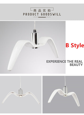 Żyrandol, lampa wisząca 3000K ciepłe światło mewa design nowoczesny prosty żyrandol dekoracyjny typ A średnica 38cm