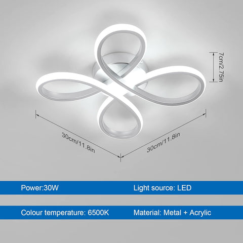 Plafonnier LED 30W Style Fleur Finition Argentée