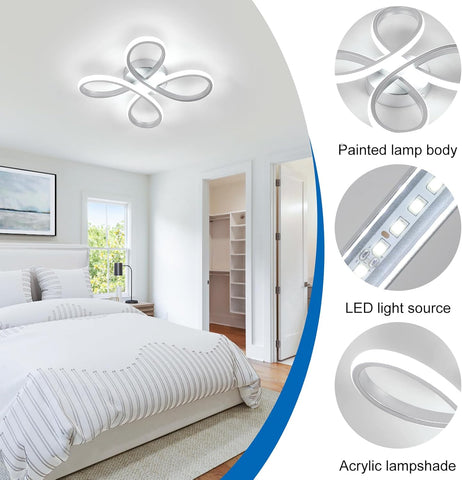 Plafonnier LED 30W Style Fleur Finition Argentée