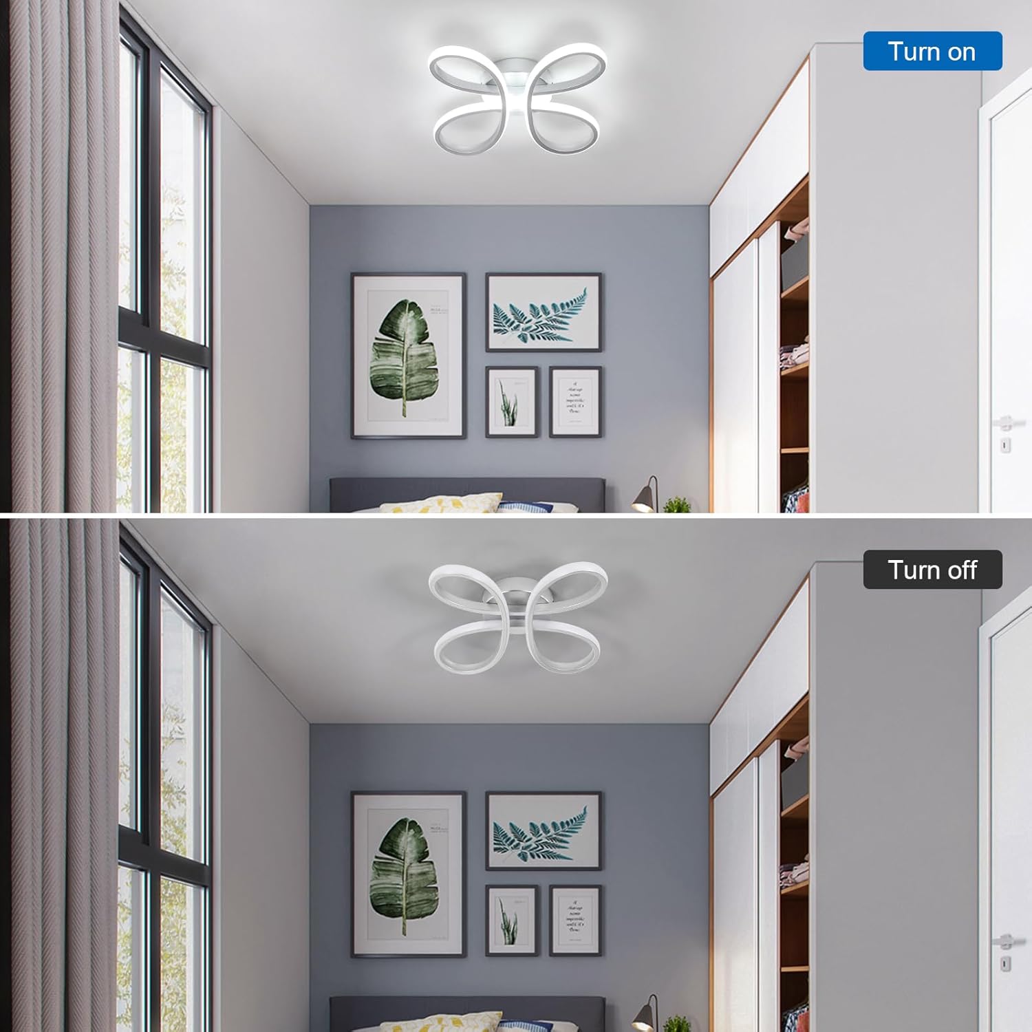 Plafonnier LED 30W Style Fleur Finition Argentée