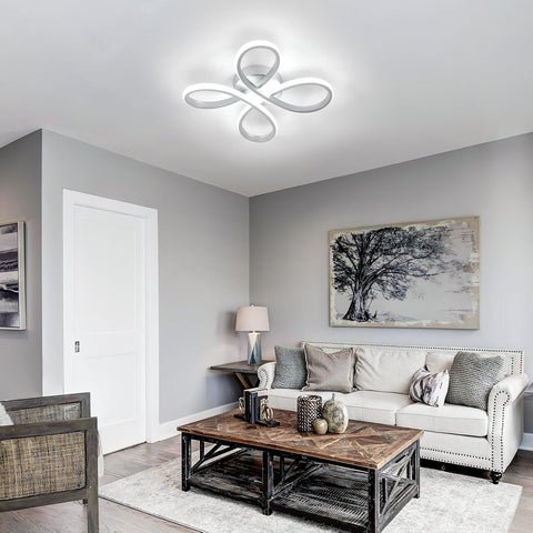 Plafonnier LED 30W Style Fleur Finition Argentée