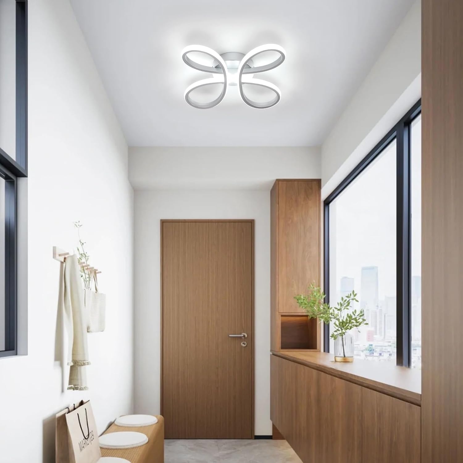 Plafonnier LED 30W Style Fleur Finition Argentée