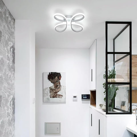 Plafonnier LED 30W Style Fleur Finition Argentée