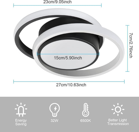 Modern Double-Round LED Ceiling Light 32W