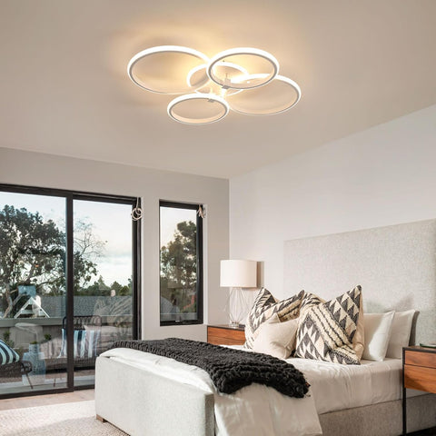 Plafonnier LED Moderne à 4 Anneaux, 39W