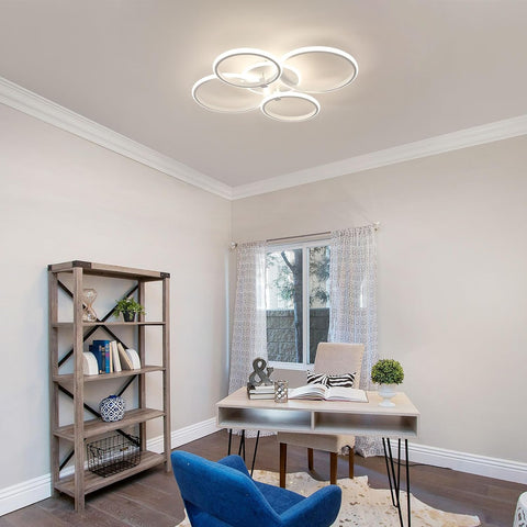 Plafonnier LED Moderne à 4 Anneaux, 39W