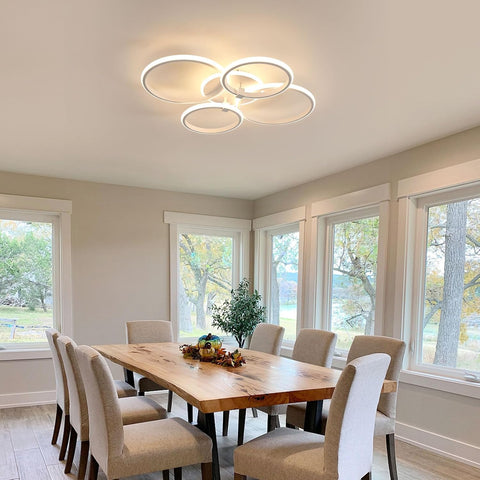 Plafonnier LED Moderne à 4 Anneaux, 39W