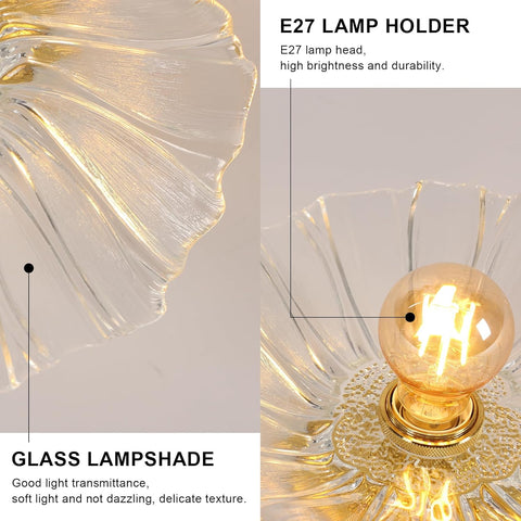 Plafón Moderno de Vidrio Flor Dorado E27 28cm