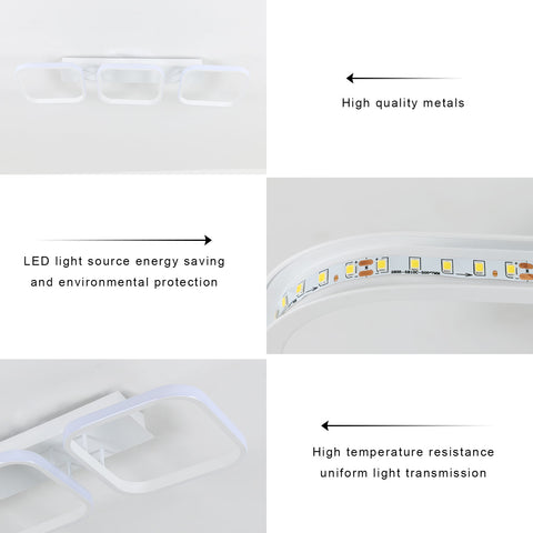 Lámpara de techo LED de 40 W, lámpara de techo geométrica simple, lámpara de techo de metal cuadrada creativa, adecuada para sala de estar, dormitorio, comedor, luz neutra de 4000 K (blanco)