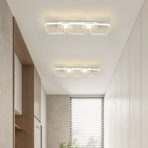 Lámpara de techo LED de 40 W, lámpara de techo geométrica simple, lámpara de techo de metal cuadrada creativa, adecuada para sala de estar, dormitorio, comedor, luz neutra de 4000 K (blanco)