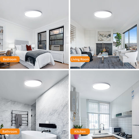 2PCS Plafonnier LED Ultra-mince, Blanc Rond 40CM, 36W 6500K Lumière Blanche Froide, PVC