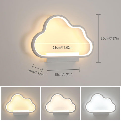 Applique murale LED, Blanc 28*20cm, en Aluminium, Lumière Tricolore 6500K+4500K+3000K, pour Chambre