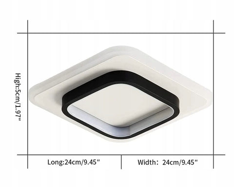 Plafonnier LED, Carré Noir + Blanc, 40W 6500K Lumière Blanche Froide, 40*40*5CM, pour Allée de Couloir