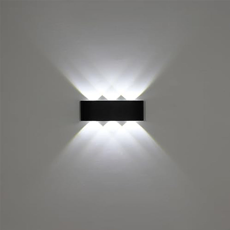 Aplique de exterior negro moderno, 17*8*4 cm, 6 cabezales de iluminación hacia arriba y hacia abajo, luz blanca de 6000 K, 18 W, 220 V