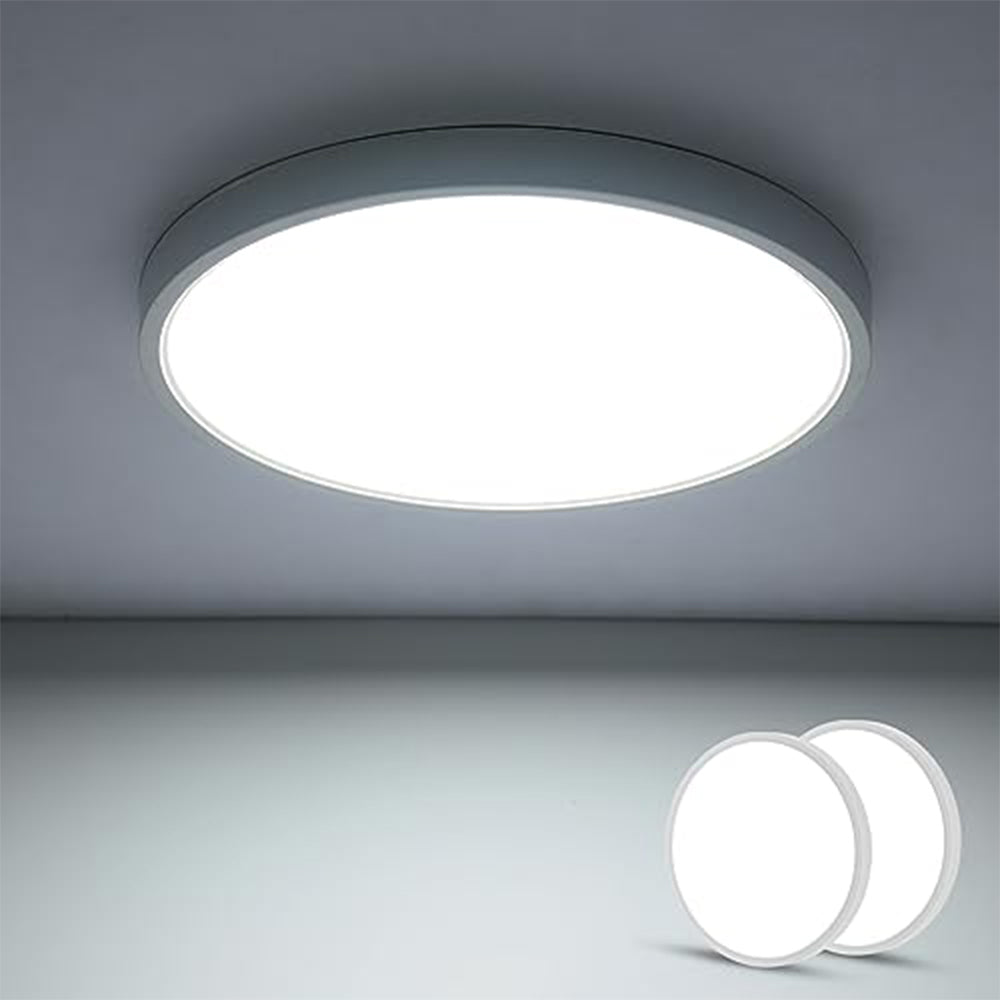 2PCS Plafonnier LED Ultra-mince, Blanc Rond 40CM, 36W 6500K Lumière Blanche Froide, PVC