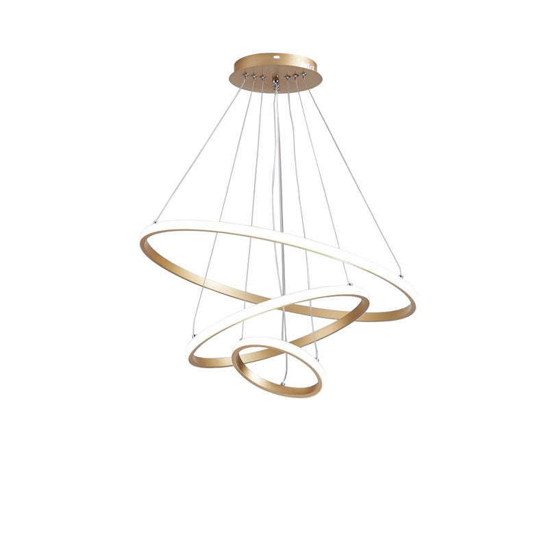 Ronde gouden hanglamp 40W - Dimbaar met afstandsbediening 3000K tot 6500K - Driekleurige kroonluchter - Perfect voor woonkamer slaapkamer