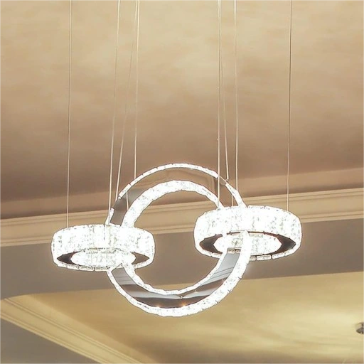 Lámpara de araña de cristal de tres puntos Comfort zyrandol con fuente de luz LED integrada