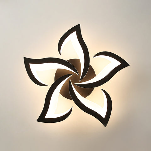 Ściemnialna lampa sufitowa LED, 40W 3500LM Nowoczesna lampa sufitowa z pilotem, kreatywny wzór płatków, akrylowa lampa sufitowa do salonu, sypialni, jadalni, Φ60cm czarna