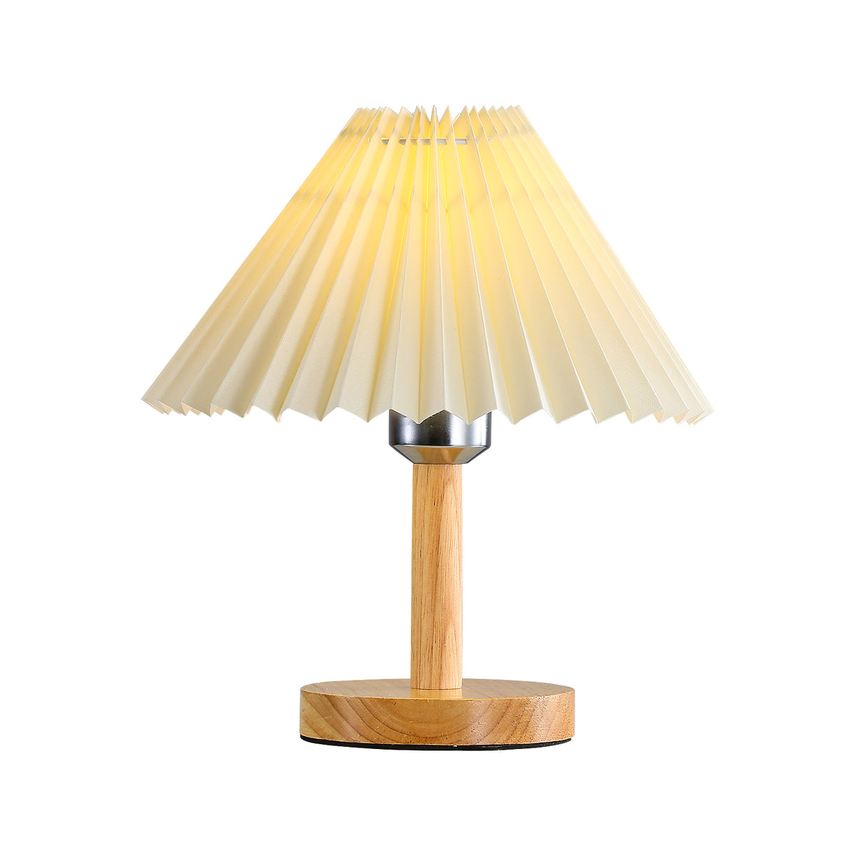 Lampe de bureau, Lampe de table plissée en bois E27, Mini lumière d'ambiance créative pour chambre à coucher