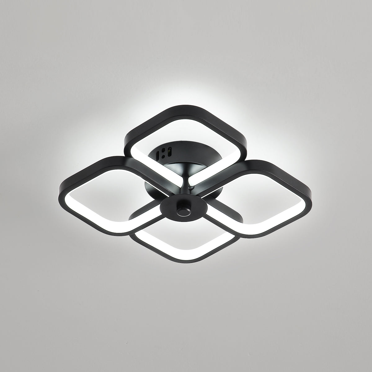 Lampa sufitowa Led, nowoczesna prostokątna metalowa akrylowa lampa sufitowa 32W żyrandol lampa sufitowa, średnica 24CM lampa sufitowa biurowa do sypialni, salonu, jadalni, przedpokoju czarna