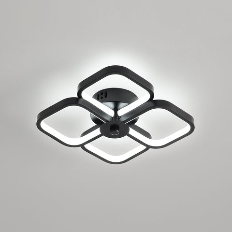 Lampa sufitowa Led, nowoczesna prostokątna metalowa akrylowa lampa sufitowa 32W żyrandol lampa sufitowa, średnica 24CM lampa sufitowa biurowa do sypialni, salonu, jadalni, przedpokoju czarna