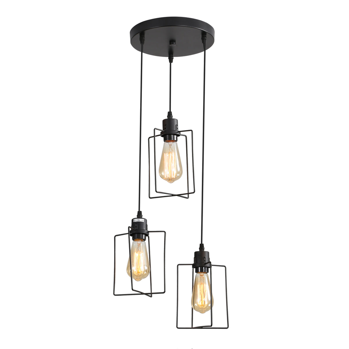 E27 Industriële Kroonluchter Hanglamp Vintage Plafond 3 Lichten Metalen Kooi Hanglamp Retro Stijl Decoratief voor Keuken Slaapkamer Eetkamer