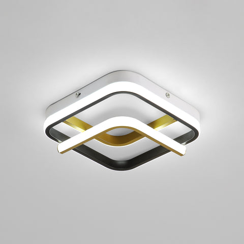 Moderne LED-plafondlamp 23W vierkante plafondlamp 6000K (koel wit licht), acryl plafondlamp geschikt voor badkamer, keuken, woonkamer, slaapkamer (zwart goud)