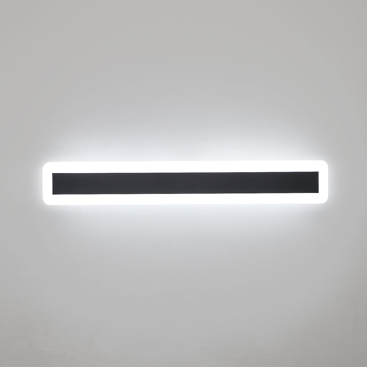 Luces de pared LED, lámpara de iluminación de pared moderna 22W 6000K, lámpara LED negra de aluminio de 60 cm, lámpara de pared decorativa para dormitorio sala de estar (luz blanca fría)