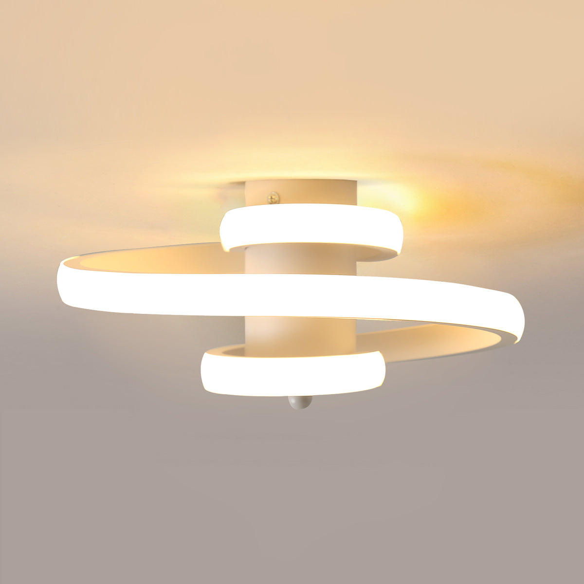 LED moderne plafondlamp, 22W eenvoudige spiraalvormige lintvorm design kroonluchter, 3500K warm wit licht plafondverlichting voor woonkamer, slaapkamer, eetkamer, hal (wit).