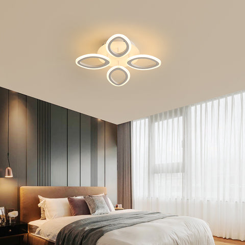 Nowoczesna ściemnialna lampa sufitowa LED 40 W, lampa sufitowa w kształcie kwiatu, żyrandol z płatków metalu akrylowego z pilotem Nadaje się do sypialni, schodów, korytarzy, balkonów i przejść (4 lampy)