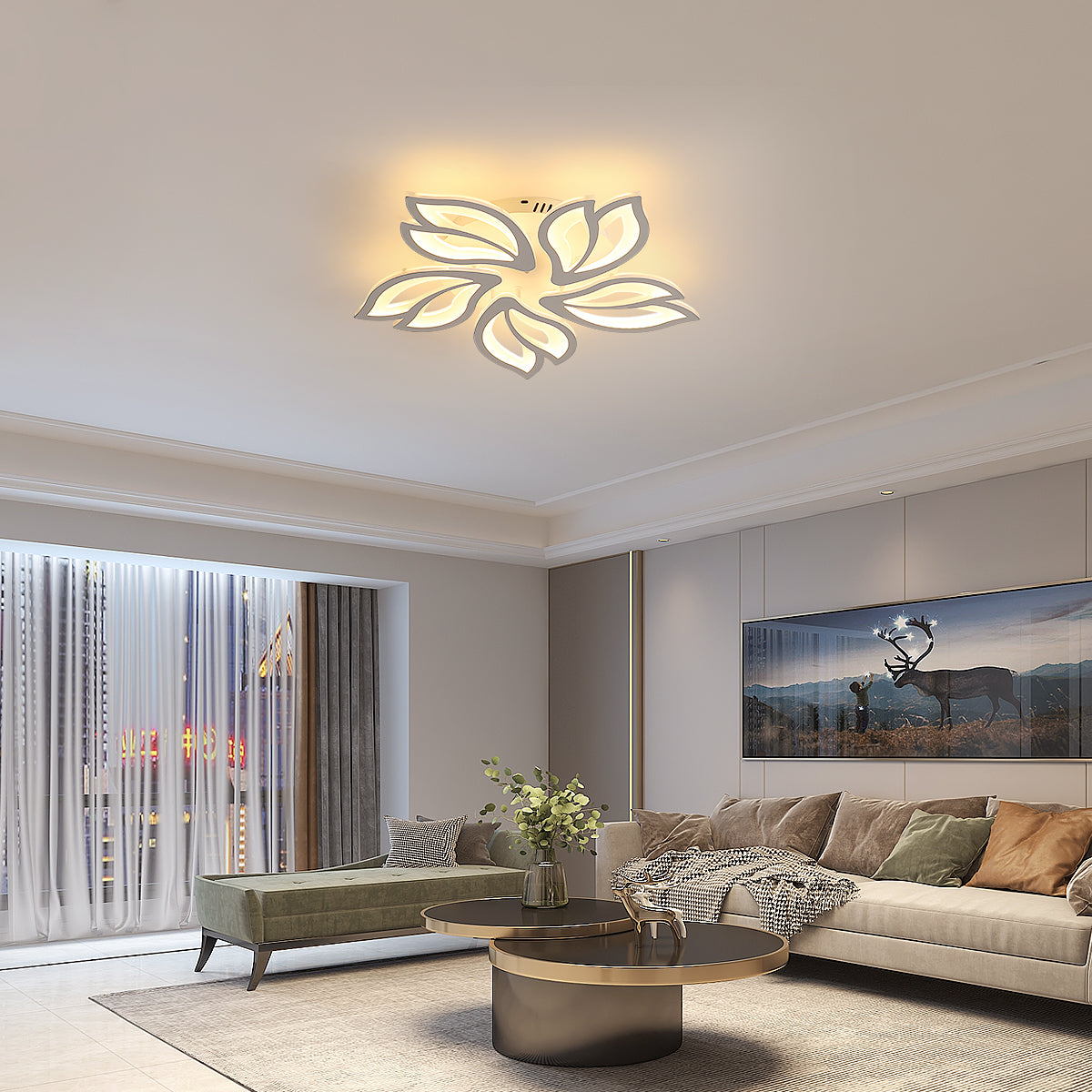 Plafonnier LED Dimmable, Creative Fleur de Forme Lampe de Plafond Moderne Lustres LED