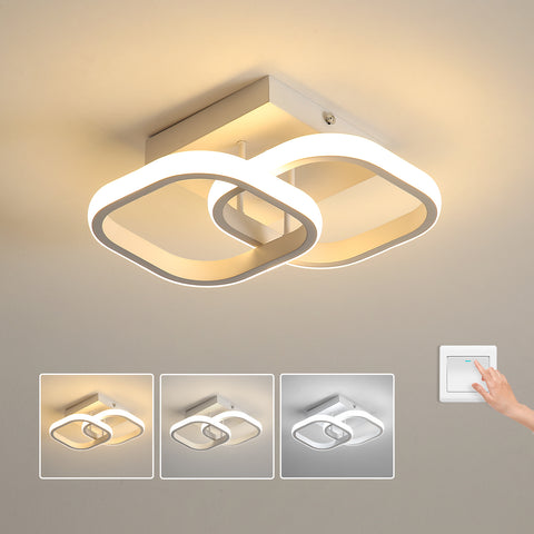 Plafonnier LED, Luminaire Plafonnier 21W  Lustre Blanc Acrylique Eclairage Plafond 3 couleur pour Chambre Salon Couloir Cuisine