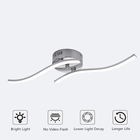 Plafonnier LED, Suspension Luminaire en forme de vague, LED intégrées 14W 1100 Lumen, lustre moderne pour salon ou cuisine, IP20 lumière Blanc Froid 6500K