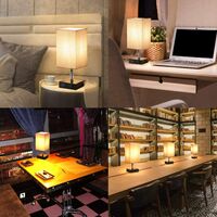 Lampe de Chevet Tactile Dimmable 2 USB Avec Ampoule E27 Abat-jour en Tissu Beige Lampe de Table pour Chevet Bar Chambre Salon Hotêl Café Chambre d'Enfant Salon Bureau (Sans Ampoule )