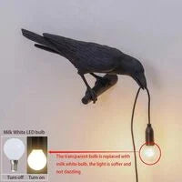 Kinkiet Raven, unikalna gotycka kinkiet Raven Birds do nocnej sypialni salon wystrój wiejskiego domu (lewy czarny kinkiet)