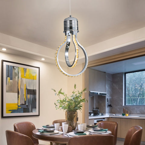 Nowoczesny żyrandol, kryształowa lampa sufitowa LED 21w 3000k, aluminiowa lampa wisząca do sypialni, kuchni, jadalni, baru, korytarza, sali wystawowej, z regulacją wysokości